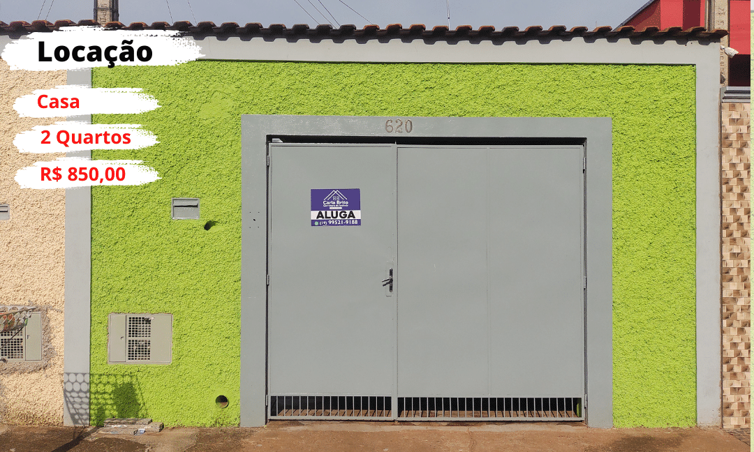 Casa com dois quartos para locação